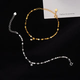 925 Silver 14K Geometric Bead Chain Bracelet Women Fine Jewelry