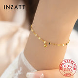 925 Silver 14K Geometric Bead Chain Bracelet Women Fine Jewelry
