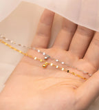 925 Silver 14K Geometric Bead Chain Bracelet Women Fine Jewelry