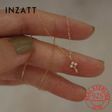 925 Silver Key Pendant Necklace 14K Mini Clavicle Chain Women Fine Jewelry