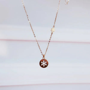 Sterling Silver Snowflake Pendant Choker Necklace 14K Plated
