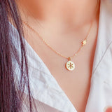 Sterling Silver Snowflake Pendant Choker Necklace 14K Plated