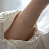 925 Silver 14K Plated Heart Bracelet Women Fine Jewelry