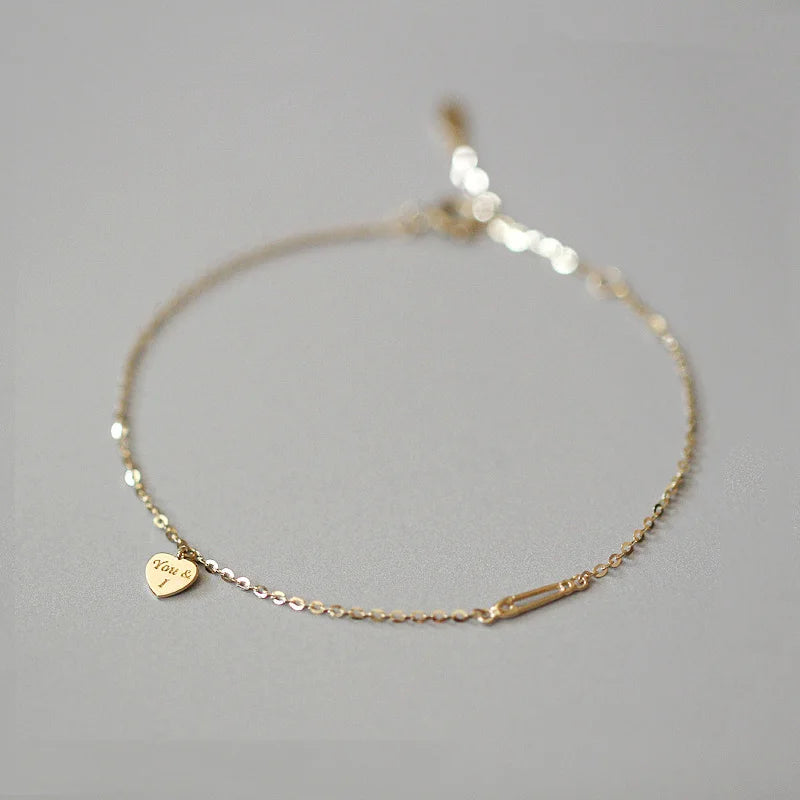 925 Silver 14K Plated Heart Bracelet Women Fine Jewelry