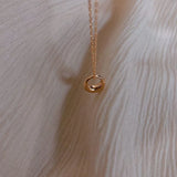 925 Silver 14K Plated Round Pendant Choker Necklace For Women