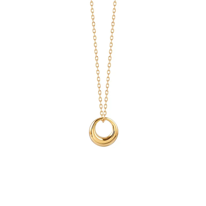 925 Silver 14K Plated Round Pendant Choker Necklace For Women