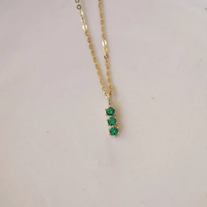 925 Silver Green Zircon Pendant Necklace 14K Plated for Women