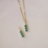 925 Silver Green Zircon Pendant Necklace 14K Plated for Women