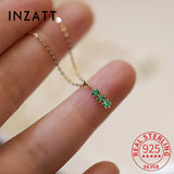 925 Silver Green Zircon Pendant Necklace 14K Plated for Women