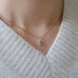 925 Silver Green Zircon Pendant Necklace 14K Plated for Women