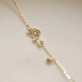 925 Silver 14K Plated Purple Zircon Charm Bracelet Wedding Jewelry