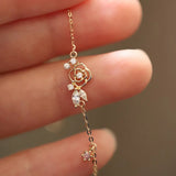 925 Silver 14K Plated Purple Zircon Charm Bracelet Wedding Jewelry