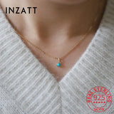 925 Silver 14K Plated Turquoise Pendant Choker Necklace Women
