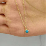 925 Silver 14K Plated Turquoise Pendant Choker Necklace Women
