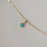 925 Silver 14K Plated Turquoise Pendant Choker Necklace Women