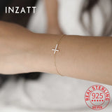925 Silver 14K Plated Zircon Cross Charm Bracelet Women Party Jewelry