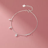 925 Silver 14K Plated Zircon Hearts Bracelet Wedding Jewelry
