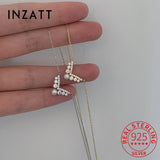 925 Silver 14K Plated Zircon V Pearl Pendant Choker Necklace Women
