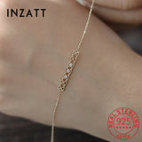 925 Silver Zircon Rectangle Bracelet 14K Plated Women's Minimalist Fine Jewelry