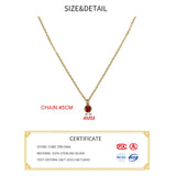 925 Silver Zircon Pendant Choker Necklace 14K Plated for Women