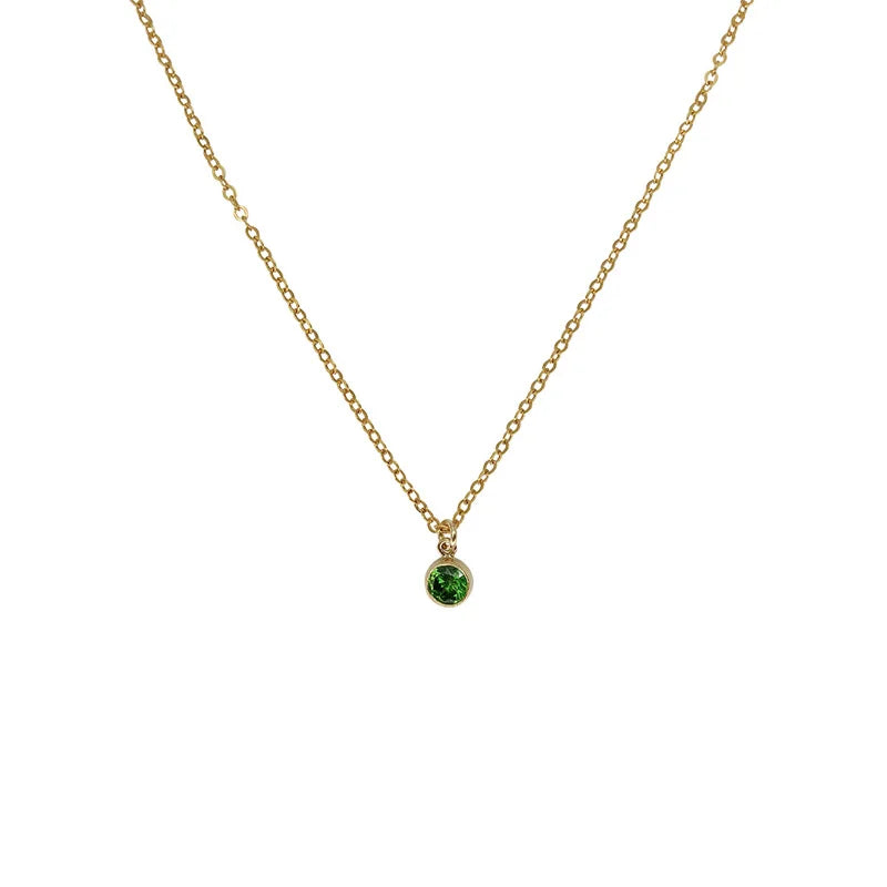 925 Silver Zircon Pendant Choker Necklace 14K Plated for Women