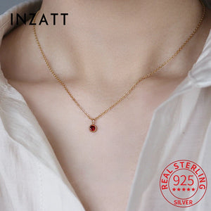 925 Silver Zircon Pendant Choker Necklace 14K Plated for Women