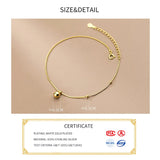 925 Sterling Silver 18K Geometry Bead Anklet For Women
