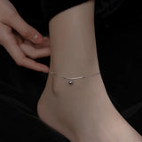 925 Sterling Silver 18K Geometry Bead Anklet For Women