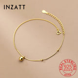 925 Sterling Silver 18K Geometry Bead Anklet For Women