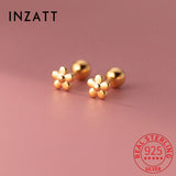 925 Silver 18K Flower Stud Earrings Party Jewelry