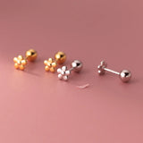 925 Silver 18K Flower Stud Earrings Party Jewelry