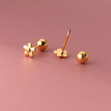 925 Silver 18K Flower Stud Earrings Party Jewelry