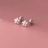 925 Silver 18K Flower Stud Earrings Party Jewelry
