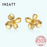925 Silver 18K Flower Plant Stud Earrings For Women, Minimalist Jewelry