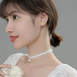 925 Silver 18K Flower Plant Stud Earrings For Women, Minimalist Jewelry