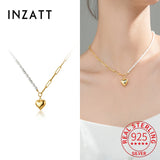 925 Silver Heart Chain Pearl Choker Necklace Women Bohemian Jewelry