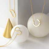 925 Silver 18K Letter Choker Necklace Women Jewelry