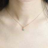 925 Silver Zircon Turquoise Round Choker Necklace Women