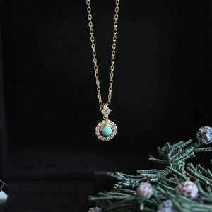 925 Silver Zircon Turquoise Round Choker Necklace Women
