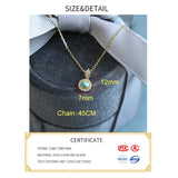 925 Silver Zircon Turquoise Round Choker Necklace Women