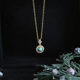 925 Silver Zircon Turquoise Round Choker Necklace Women