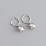925 Sterling Silver 8mm Bead Hoop Earrings Party Jewelry
