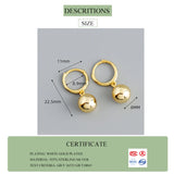 925 Sterling Silver 8mm Bead Hoop Earrings Party Jewelry