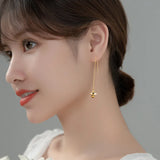 925 Silver Enamel Bee Drop Earrings Chain Tassel Fine Jewelry