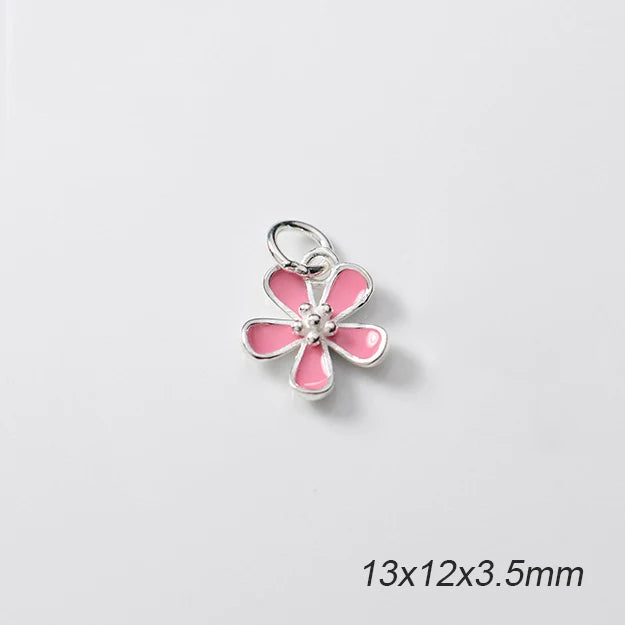 925 Sterling Silver Animal Zircon Enamel Charms for DIY Punk Accessories