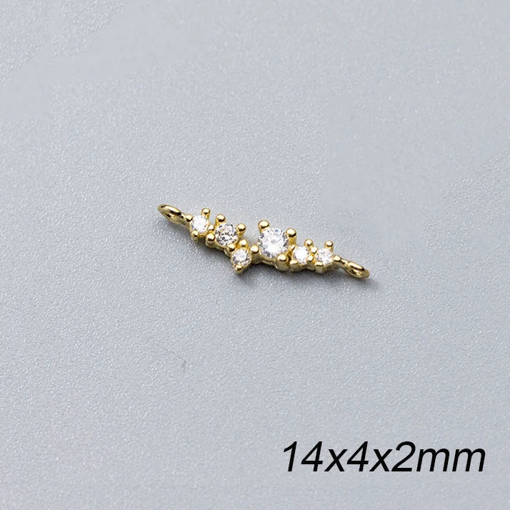 925 Silver Zircon Hollow Flower Charms Women DIY Accessories