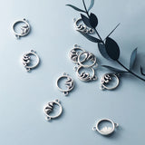 925 Silver Zircon Hollow Flower Charms Women DIY Accessories