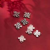 925 Silver Zircon Hollow Flower Charms Women DIY Accessories