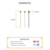 925 Sterling Silver Bead 18K 38MM Short Chain Tassel Stud Earrings