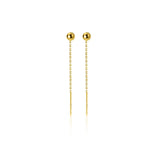 925 Sterling Silver Bead 18K 38MM Short Chain Tassel Stud Earrings